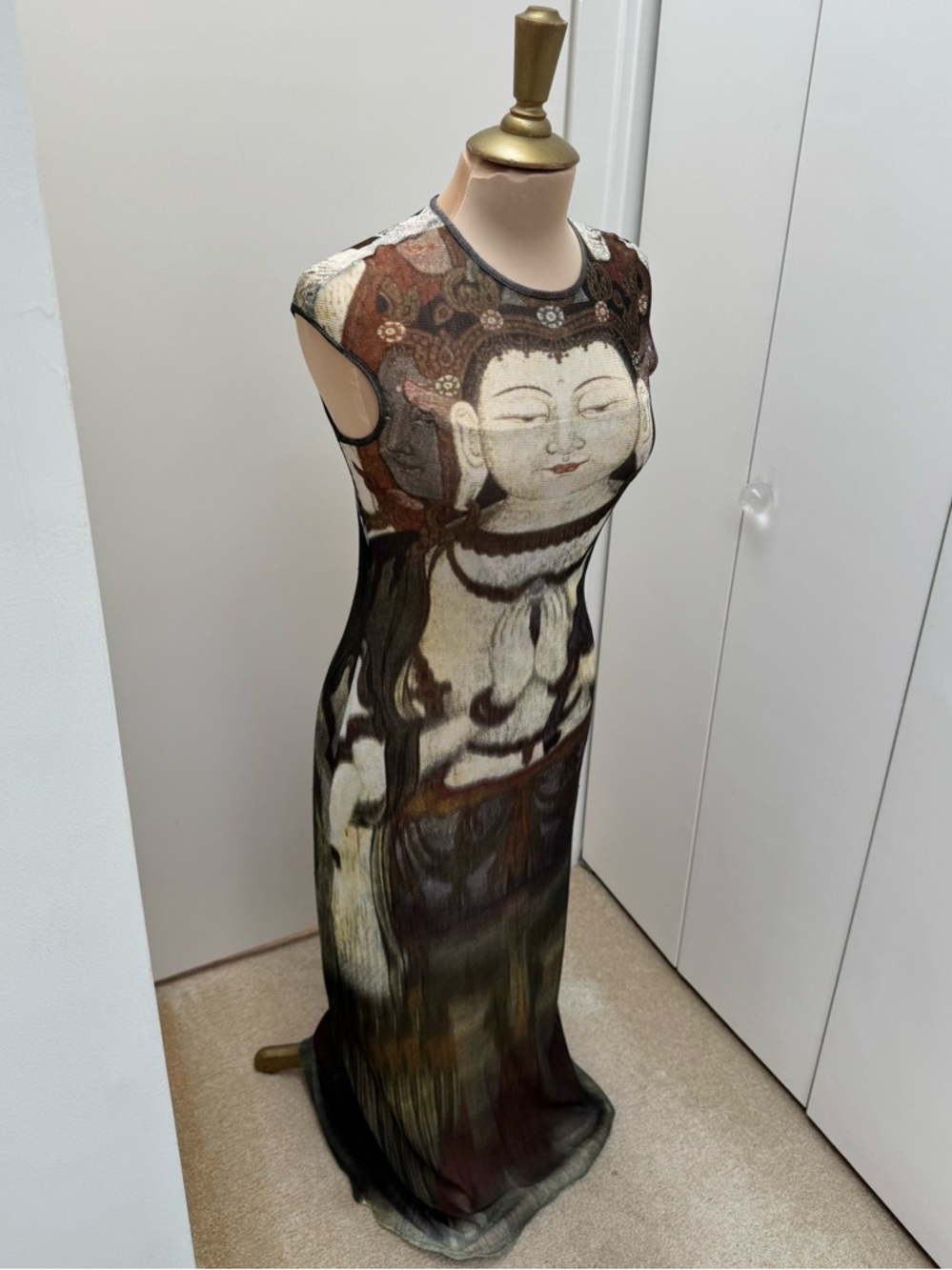 Vivienne Tam Iconic Buddha Kuan Yin Maxi Vintage Dress 1997 at the MET +2 slips
